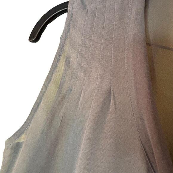Banana Republic Grey Sheer Tank Dainty Button Details Tie Collar - Picture 4 of 6